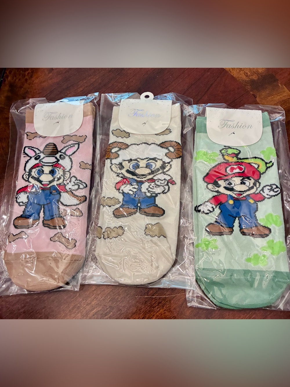 Mario Novelty Character Ankle Socks - Pink, Cream, Green